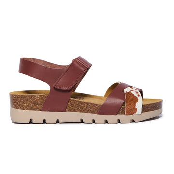 Plakton Platform Wedge Sandal – Camellia Cow Pony Print Cognac